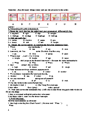 Đề ôn thi học kì 1 môn Tiếng Anh Lớp 7